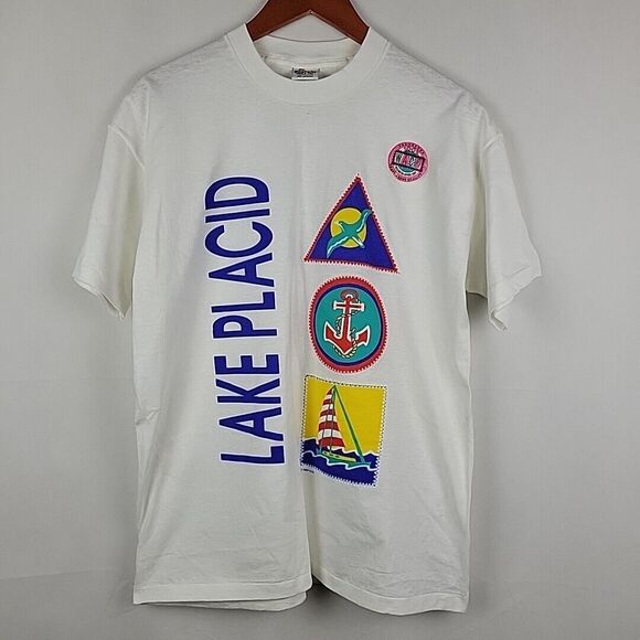 VTG Lake Placid TShirt Large Single Stitch 80's 1989 Travel Signal Mega-Tee NWT - Picture 1 of 11